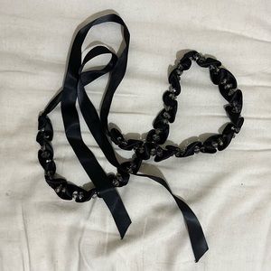 Crystal & Black Ribbon Tie Belt — WHBM